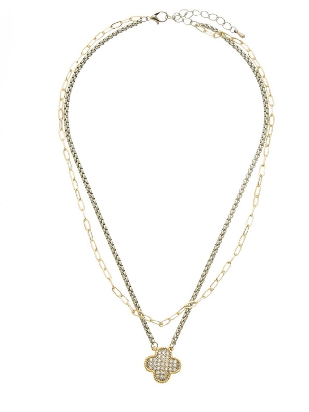 Juvell 18K CZ Necklace Mixed Metal